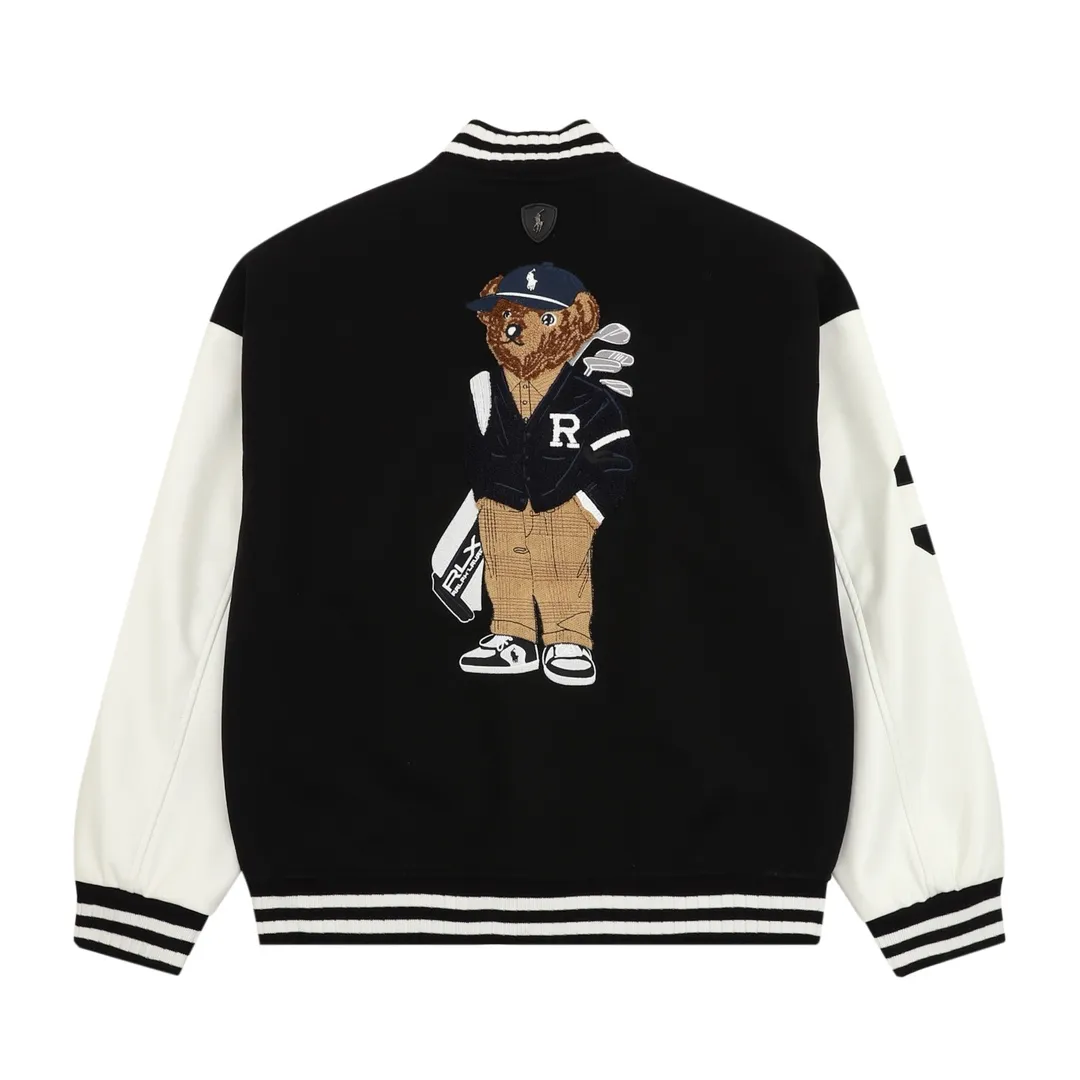 P600 RALPH LAUREN/Ralph Lauren horse logo embroidered patchwork baseball jacket jacket Warm reminder: It is recommended to hand wash or dry clean! ! Size：XS-L